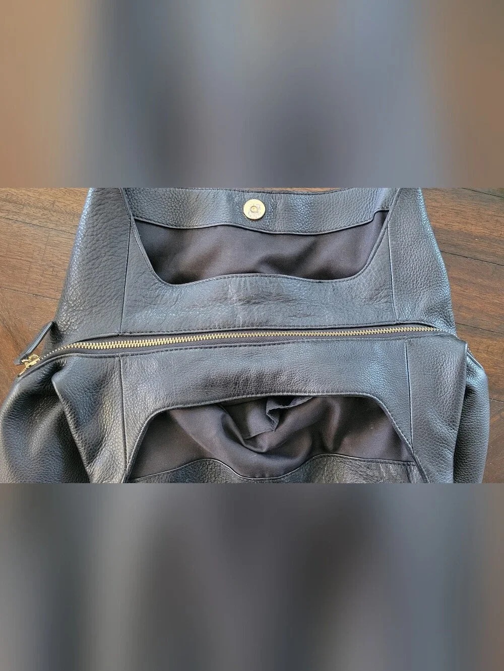 Vince Camuto Black Leather Bag Quiet Luxury Work Travel Mob Wife Chic